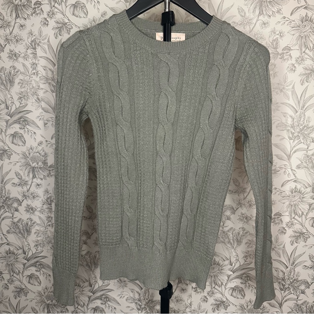 Philosophy Republic Sage Green Cable Knit Sweater S